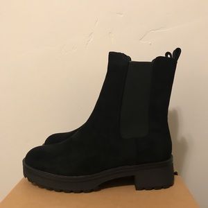 Platform Lug Sole Chelsea Chunky Block Heel Non-Slip Suede boots